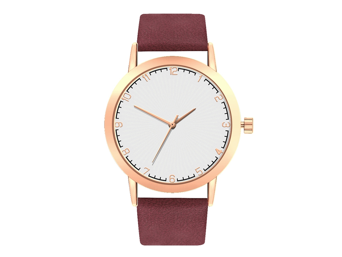 Reloj De Pulsera Analógico Unisex De Pu Con Esfera Redonda Morada