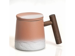 2026da-taza De Cerámica Para Té Con Infusor Y Tapa, Mango De Madera, Patrón Degradado Rosa