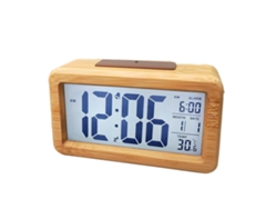 Reloj Digital Radio, Reloj de Bambú con Termómetro y Calendario. Kofihety