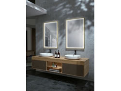 Espejo con luz led marco color oro mate anti-vaho, sensor on/off 100 X 80 MICE COLLECTION