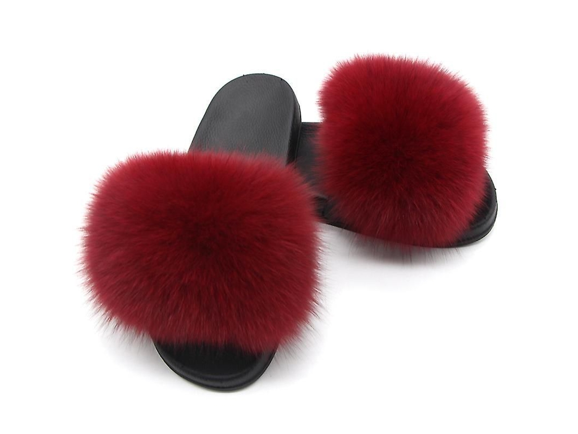 2026-zapatos De Pelo De Zorro Para Mujer - Sandalias Abiertas Suaves Con Suela Antideslizante Para Interior Y Exterior
