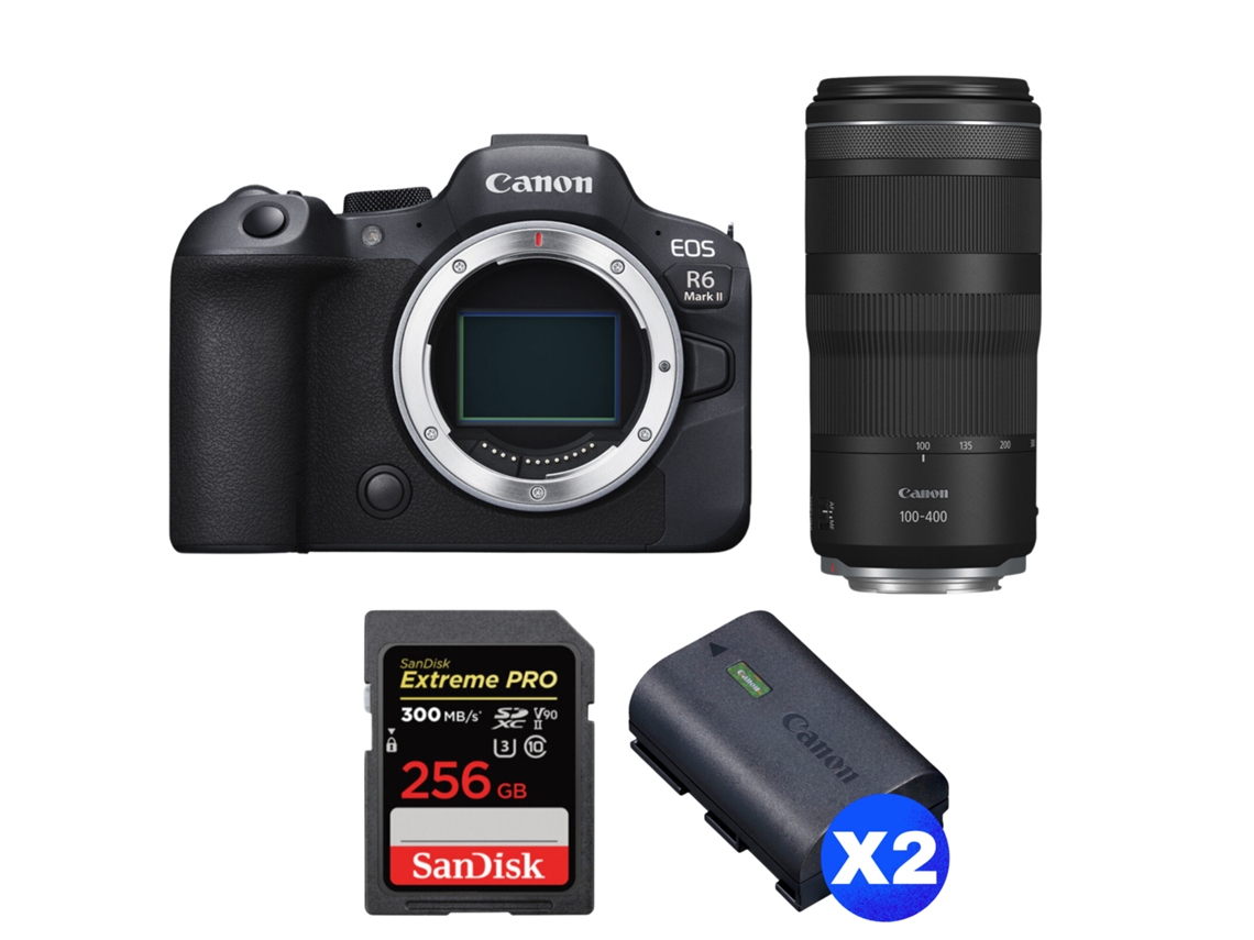 Canon Eos R6 Mark Ii + Rf 100-400mm F/5.6-8 Is Usm + 1 Sandisk 256gb Uhs-ii 300mb/s + 2 Canon Lp-e6nh + Ebook “20 Consejos Para Fotos Que Impactan”