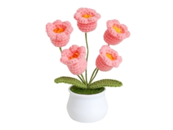 Baok - Jarrón de orquídeas artificiales hecho a mano con ganchillo para la decoración del hogar