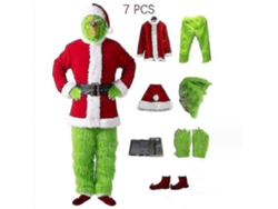 Disfraz de Grinch de 7 piezas, conjunto de cosplay navideño, máscara de Papá Noel, Wellngs Aeuzwr (solo máscara, talla 3XL)