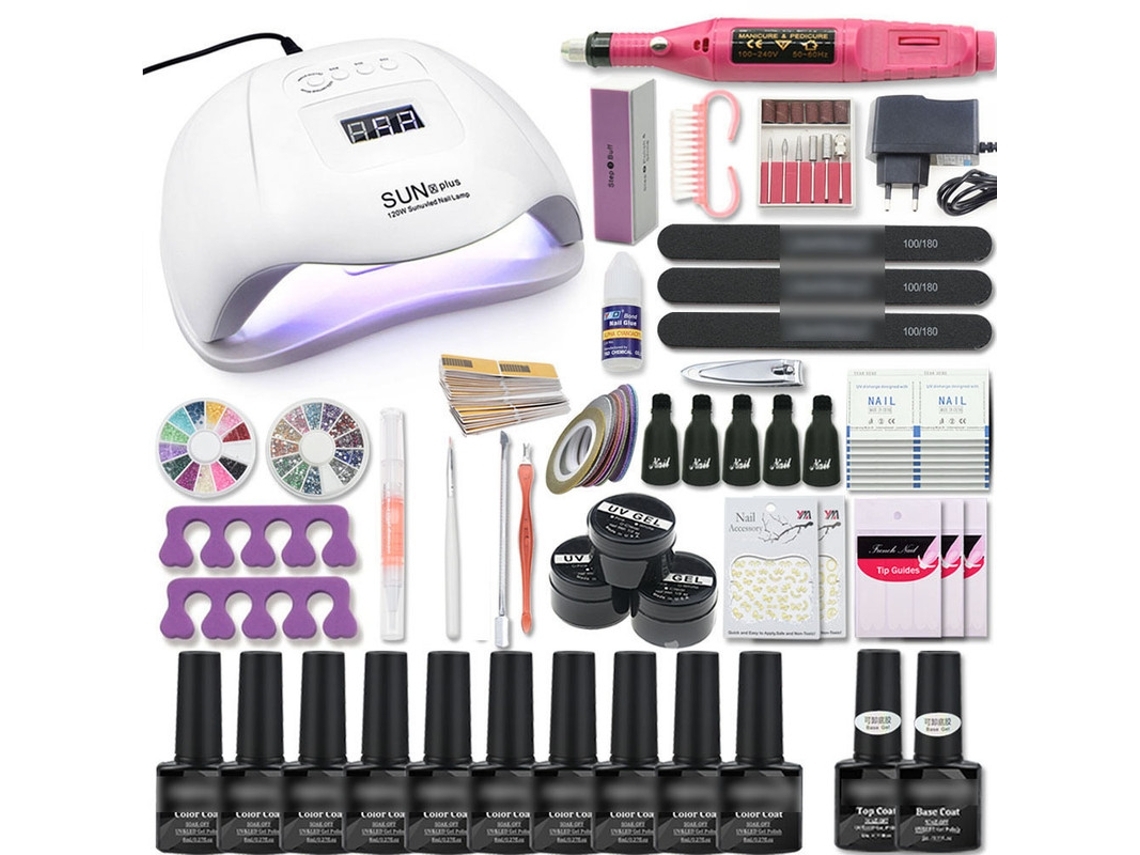 Kit de decoración de uñas con lámpara LED de 120 W/54 W y juego de uñas UV y gel Stelasplen.