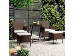 Conjunto de piezas. Bistro De Jardim Vime Pe E Vidro Temperado Castanho Dkd Home Decor