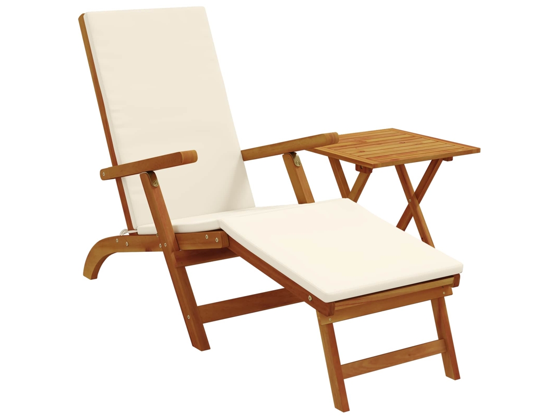 Maison Exclusive - Recliner Y Tumbona Plegable 2 Pcs Crema Madera De Acacia Sólida