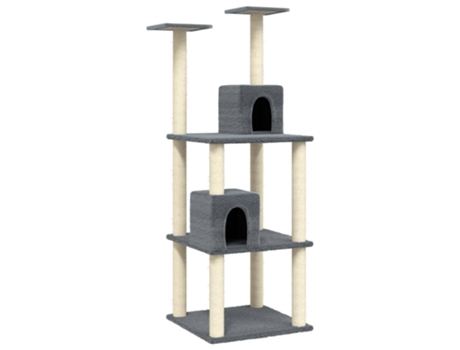 vidaXL Rascador para gatos con postes de sisal gris oscuro 141 cm