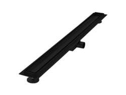 Canal de ducha de acero inoxidable alicatable 90 cm y sifón Juego completo Negro Plano LUXEBATH
