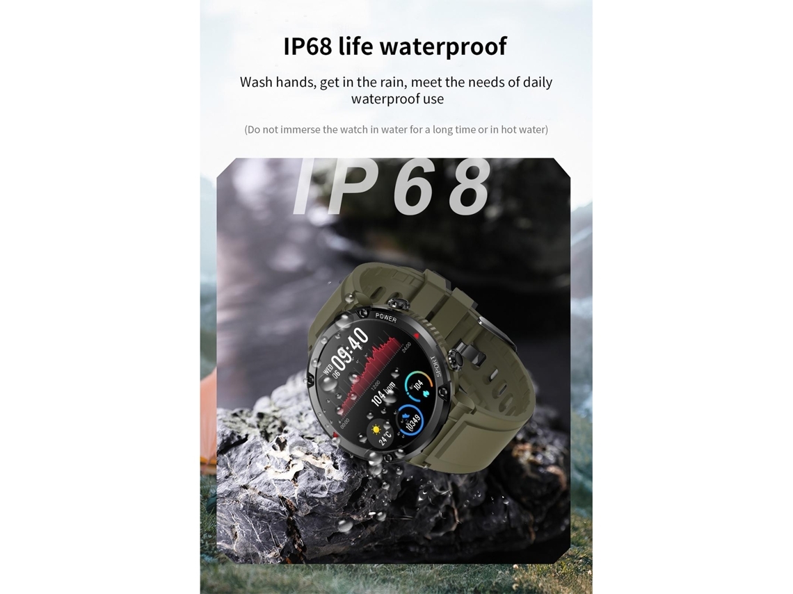 YEMAESRE T30 Reloj Inteligente Militar Bluetooth Respuesta/Dial de Llamada para Android e Ios Verde YEMAESRE