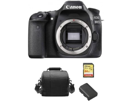 Cámara Reflex CANON EOS 80D + Tarjeta SD 64GB + Bolsa + Batería LP-E6N (APS-C)