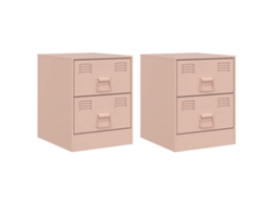Mesitas de noche de dos piezas, 34,5x39x44 cm, acero rosa, MAISON EXCLUSIVE