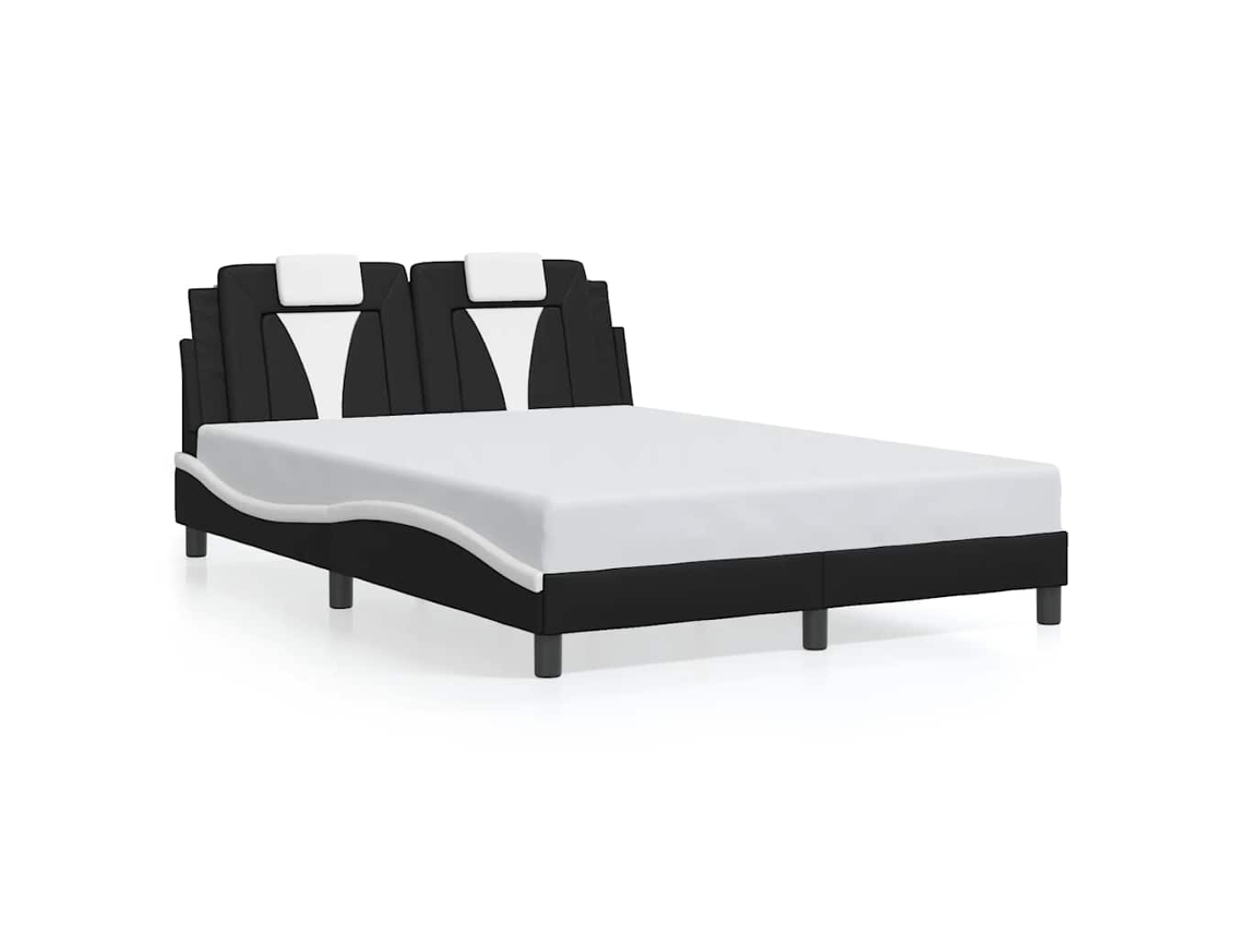Maison Exclusive - Estructura De Cama Viana Sin Colchón Cuero Sintético Negro Y Blanco