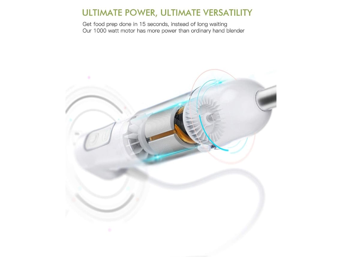 Batidora De Mano 2 En 1 Homgeek De 1000 W Con Batidor, 6 Velocidades, Función Turbo, Fácil De Limpiar.