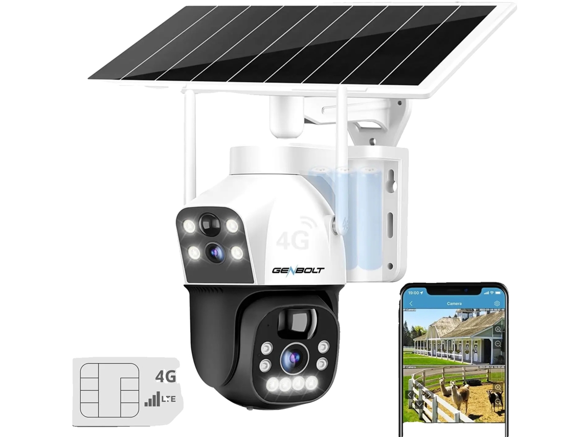 Cámara de seguridad, 2 megapíxeles, 4G LTE, silicio monocristalino, lente de 3,6 mm, zoom digital 4x OEM