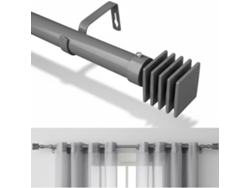Barra De Cortina Extensibles 160-300cm, Diámetro 28mm Con Pomos Cortinero Con 16 Ojales, 3 Soportes Tacos Y Tornillos (gris)