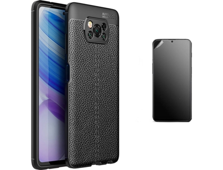 Kit Carcasa y Protector Xiaomi Poco X3 Pro Ultimatte Rugged Leather Negro