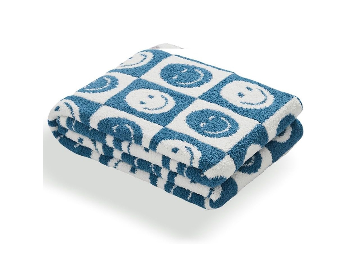 Manta Para Bebé Con Caras Sonrientes, Cuadros Reversible, Manta Suave Y Cálida Para Cama, Sofá Y Viaje