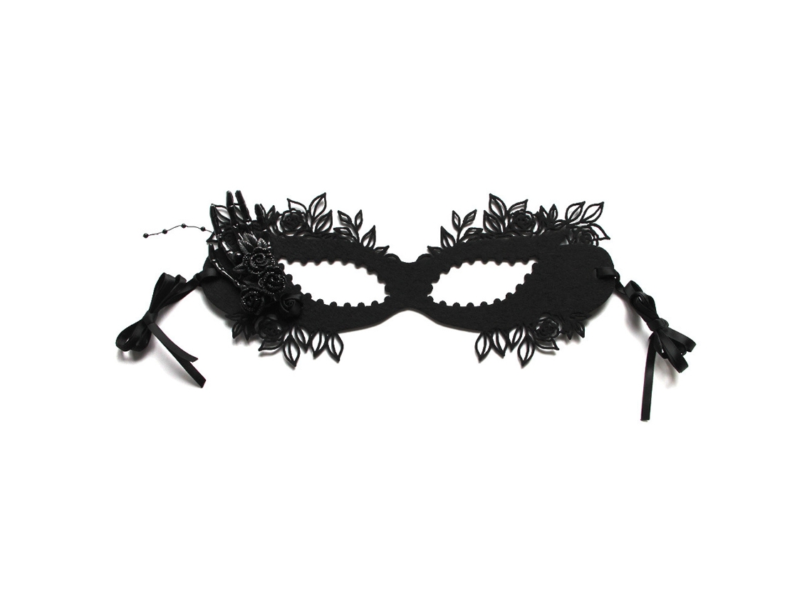 Conjunto de gargantilla de máscara de mascarada para mujer, máscara de mascarada para mujer, elegante y sexy máscara de media cara de aleación de encaje con gargantilla de cuentas, máscara gótica para mujer