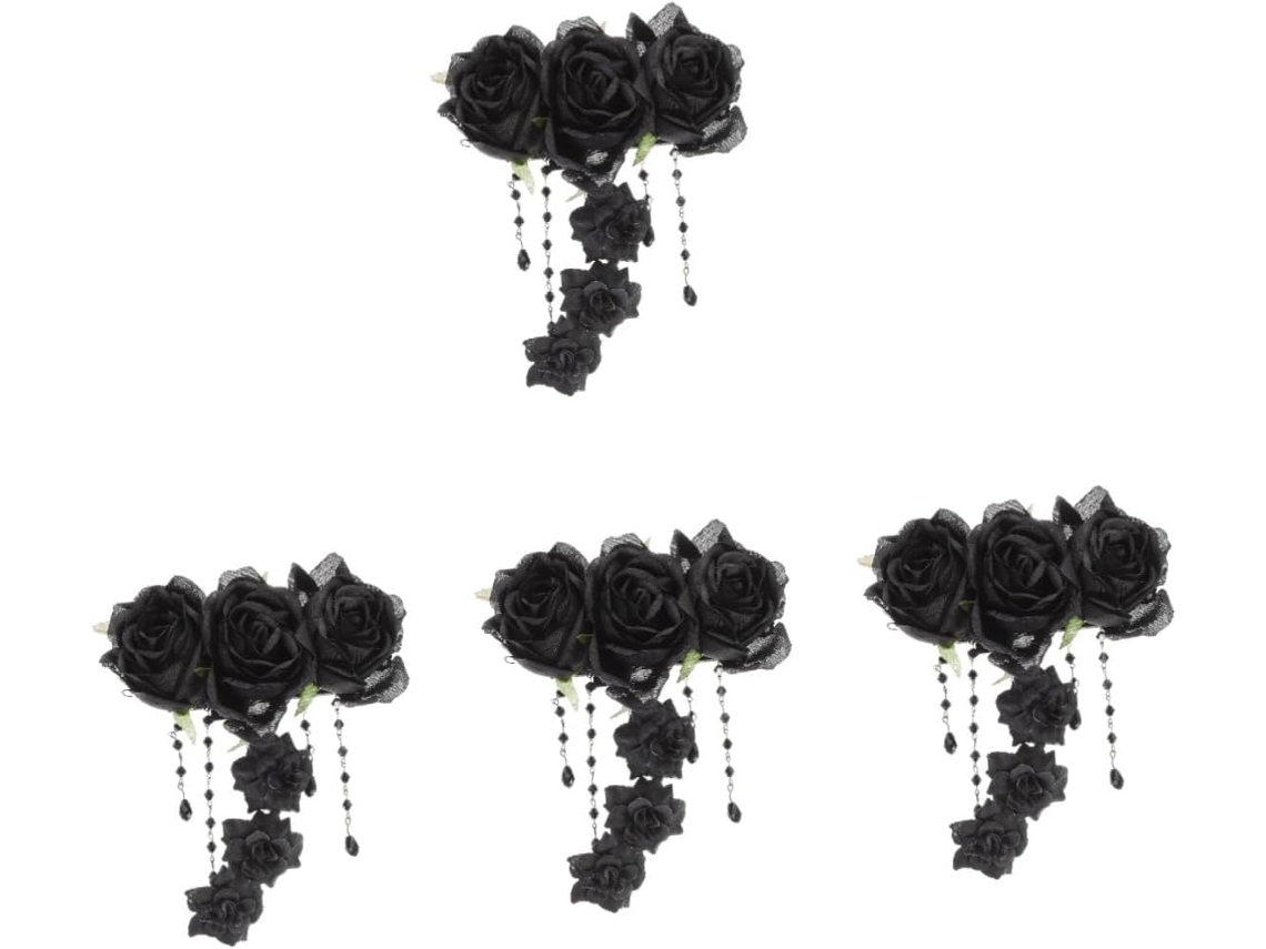 4pièces Rosa Hair Clip Gothique Accessoire De Cabello Pour Halloween Mariage Et Cosplay