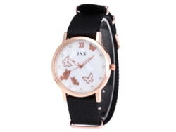 Reloj De Pulsera De Cuarzo Para Mujer Con Correa De Nailon Sencilla (negro)