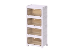 Gabinete de almacenamiento, diseño plegable, fácil movilidad, cajas de almacenamiento de 4 niveles
