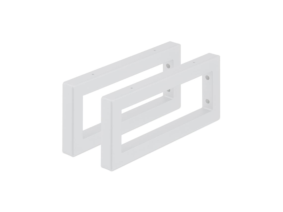 Consola de pared Relaxdays, juego de 2, 35 cm, acero, soporte para fregadero y estante, consola rectangular, blanco