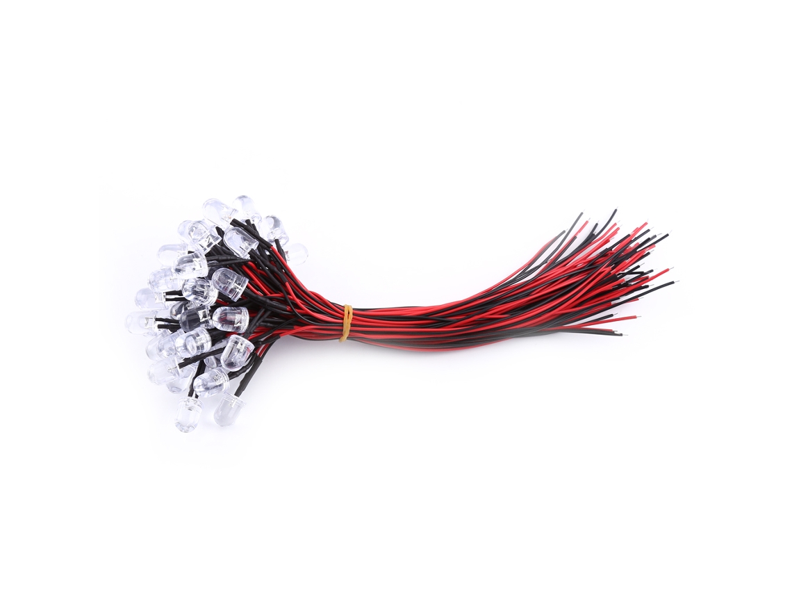 2026velora-50 Piezas Diodos Led Pre Cableados Dc 9-12v Luminosos Transparentes Blanco Rojo Azul Verde 3 5 10mm