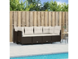 Conjunto de sofás de jardín con cojines de mimbre marrón, Dkd Home Decor