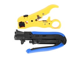 Juego de herramientas de compresión y pelado de 2 piezas para conectores coaxiales, pelacables y alicates de crimpado RG59 RG6 RG7 RG11