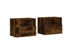 Juego de 2 mesitas de noche de pared MAISON EXCLUSIVE, roble ahumado (45 x 30 x 35 cm)