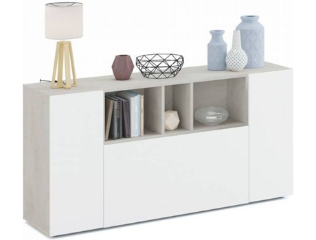 Aparador HABITDESIGN Blanco Artik - Gris Cemento (Melamina - 150 x 76 x 41 cm)