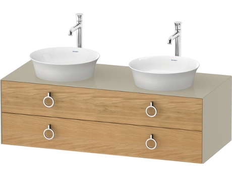 DURAVIT Tulip blanco, mueble de baño colgado en la pared, ancho 1300 x profundidad 550mm, con 2 cajones, con tirador, WT4993B