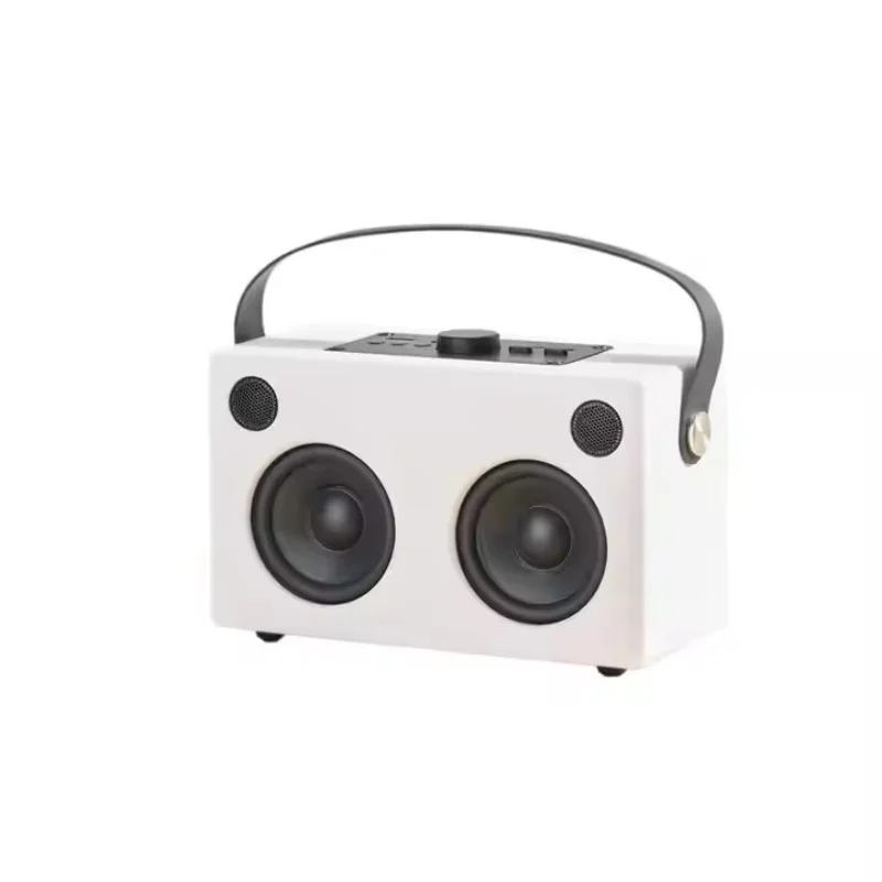 Altavoz Bluetooth (blanco) Con Radio Fm, Ranura Para Tarjeta Tf, Llamadas Manos Libres Y Dsp.
