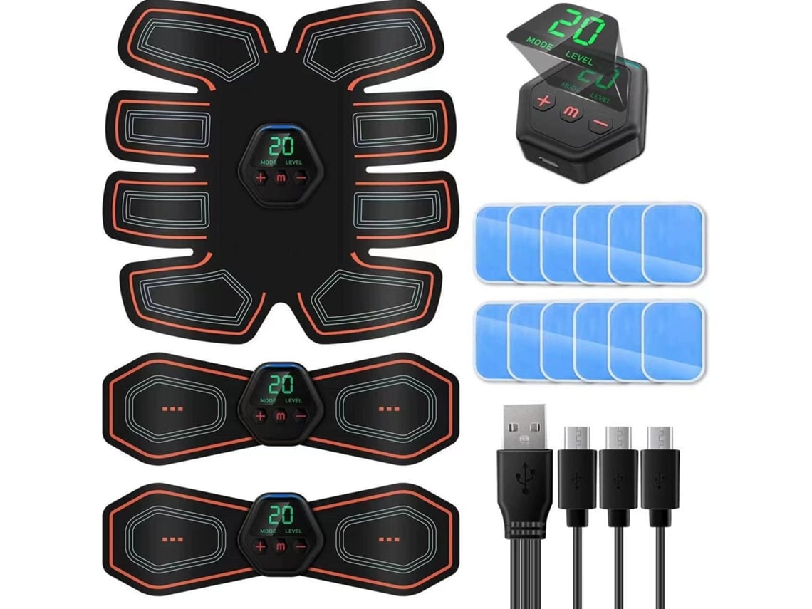 Estimulador muscular Ems, entrenador de músculos abdominales, recargable con pantalla LCD/Red Digitallab