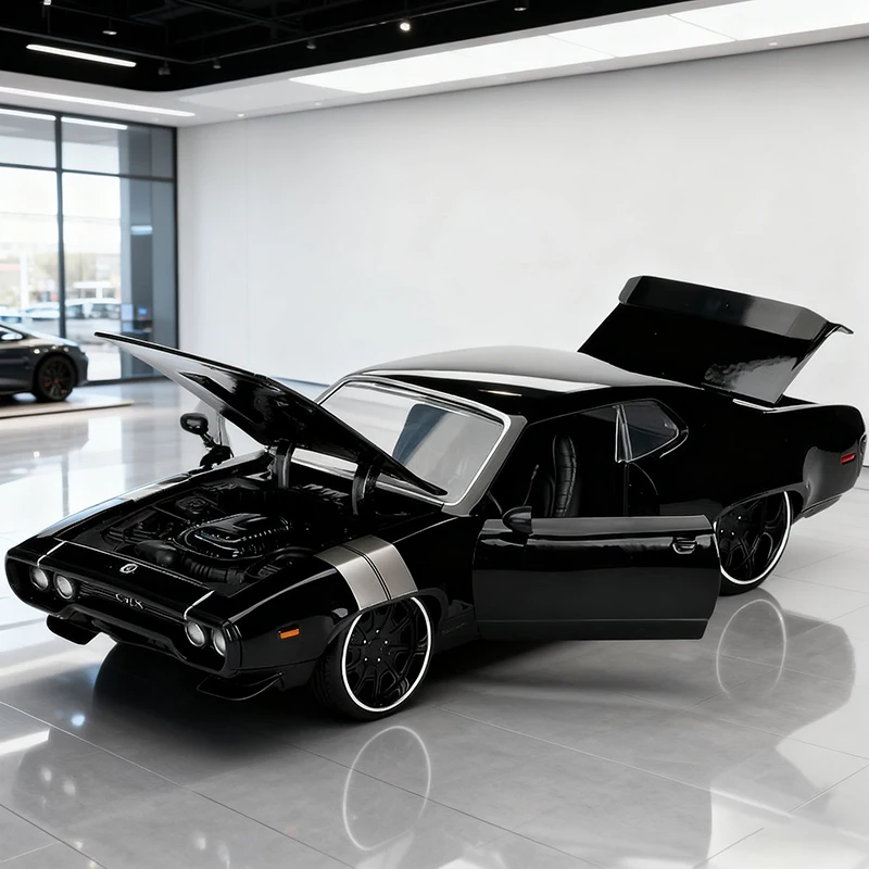 (negro) Modelo De Coche De Aleación A Escala 1:24 Y Modelo De Coche De Juguete.