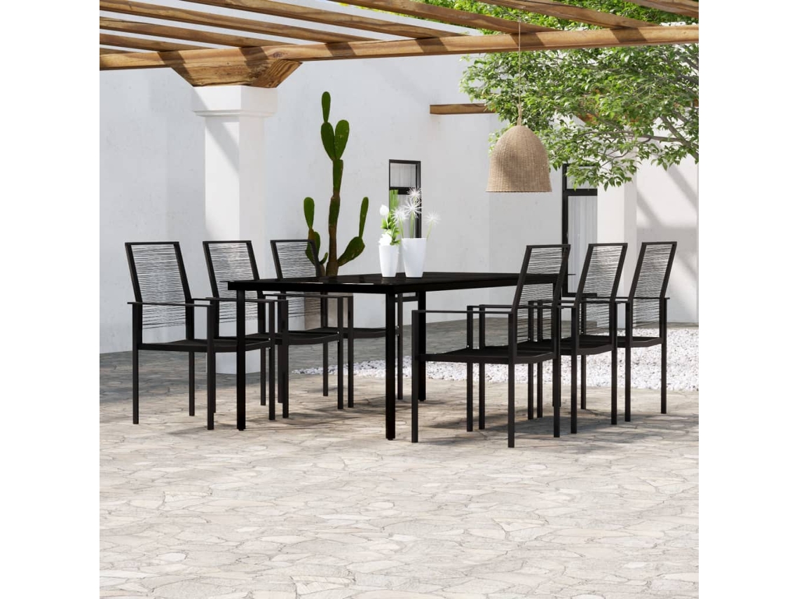 Juego de comedor de jardín de 7 piezas DKD Home Decor en negro