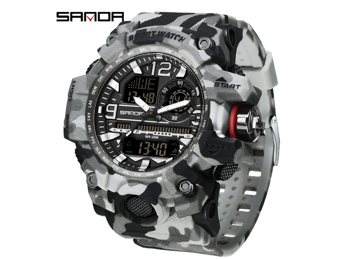 Reloj Deportivo Multifuncional Luminoso, Moderno Y A La Moda (camuflaje Gris-negro)