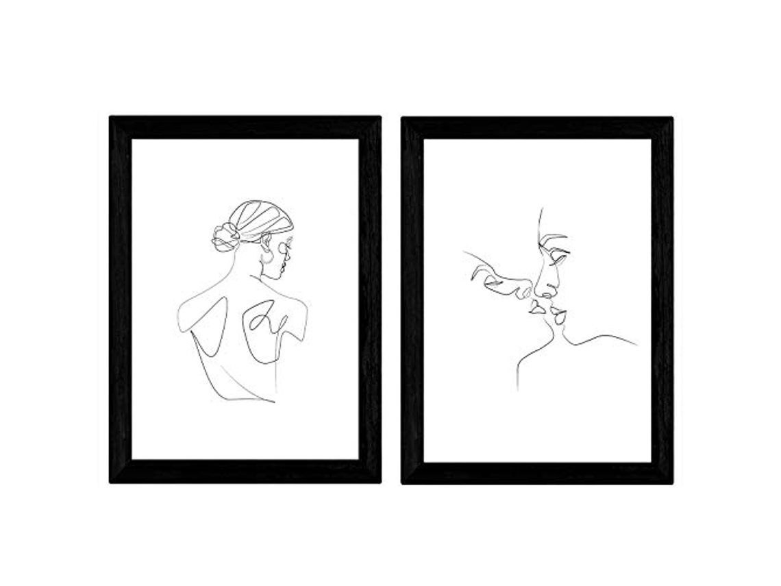 Set de 2 Láminas NACNIC Beso Mujer Hombre y Espalda Femenina (A3)