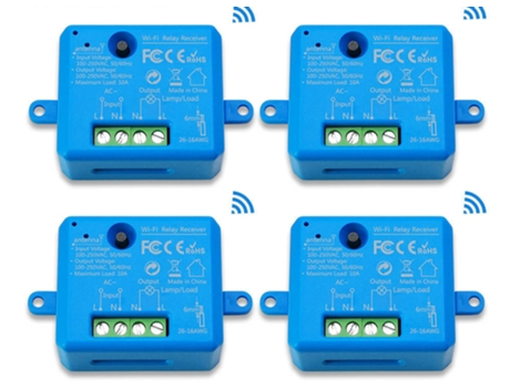 Tuya Smart Life Module Enchufe Wi-Fi Tiny Voice Mando A Distancia Alexa SLOWMOOSE (4 Pack Blu)