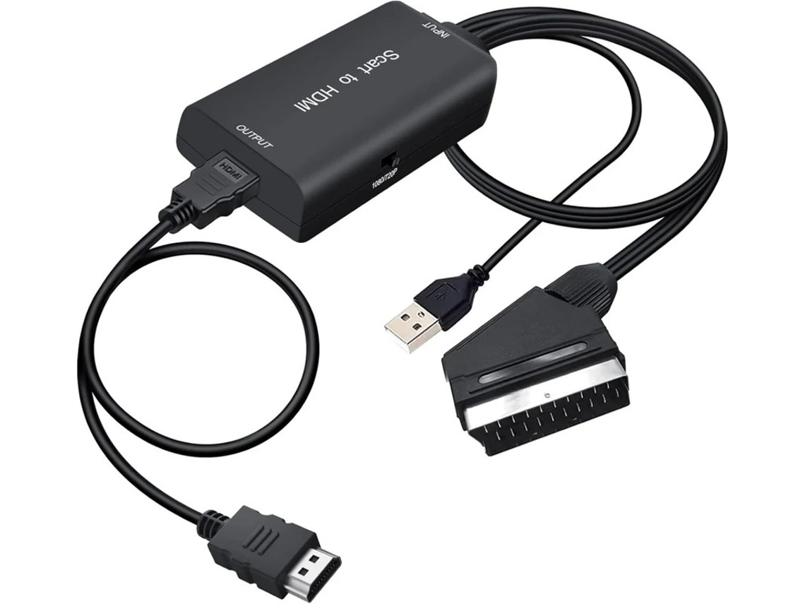 Convertidor de Scart a HDMI 1080p/720p compatible con HDTV, Blu-ray, VCR y proyector Bestvite