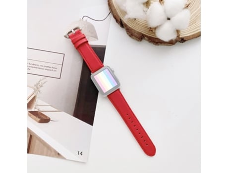 Correa de piel auténtica 22mm para Apple Watch Series 7/8 41mm/ Series 4/5/6/SE/SE(2022) 40mm/Watch Series 1/2/3 38mm - tinto