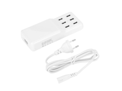 Cargador Inteligente Usb 60w 5v 12a Con 6 Puertos, Cargador Mural Viajero Rápido Usb Con Enchufe Eu