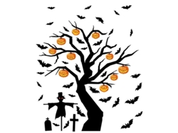 2026-decoración De Cristal De Halloween, Pegatinas De Murciélago Negro/árbol Fantasma/calabaza Bonita
