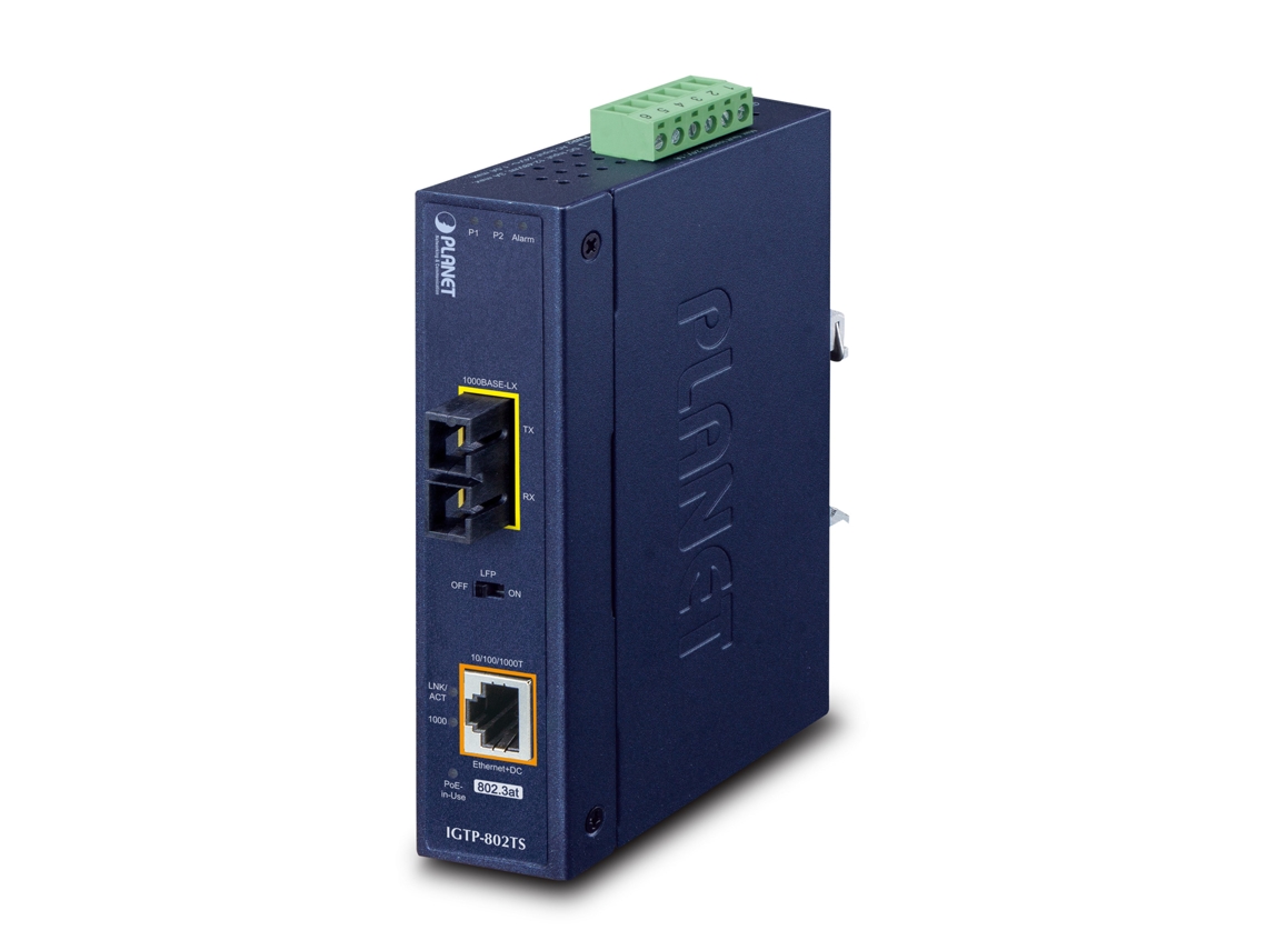PLANET IP30 Industrial 10/100/1000BAS network media converter 1000 Mbit/s Blue