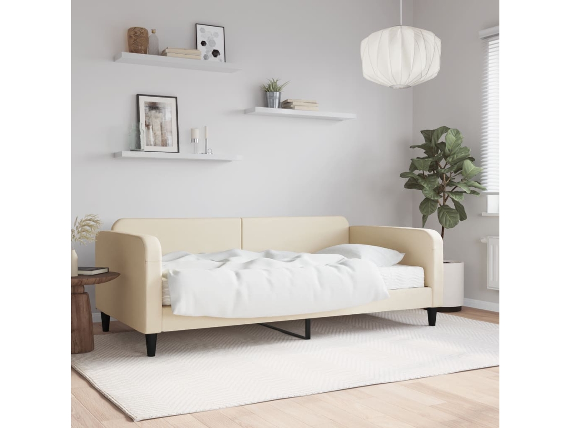 Sofá Cama Con Colchón Tela Crema 80x200 Cm