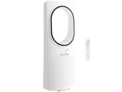 Ventilador de torre sin aspas, 36 dB, oscilación de 45°, 3 velocidades, 3 modos, temporizador de 15 horas, blanco.