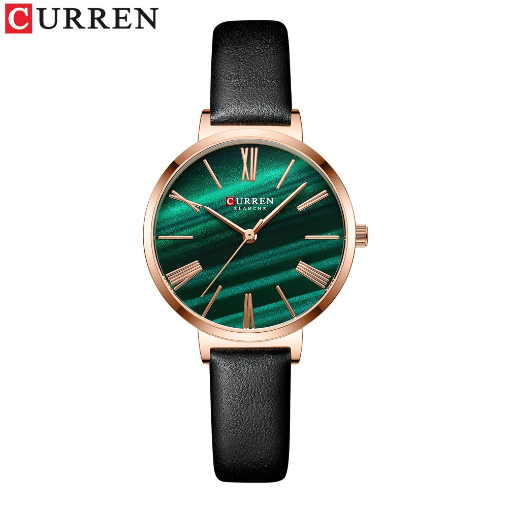 Relógio Feminino Criativo E Minimalista, Em Couro Genuíno, Elegante.