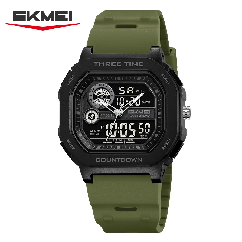 Reloj Electrónico Militar Multifuncional Impermeable Para Hombre (verde Militar) Con Doble Pantalla.