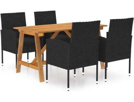 Conjunto 5 de comedor de jardín VIDAXL negro